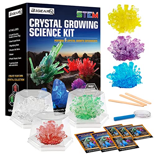 Kristalle Züchten Experimentierset - Lass 6 faszinierende Kristalle wachsen, Experimente für Kinder ab 6 Jahre, Kleine Wissenschaftler Spielzeug als Idee zu Weihnachten von BIGEARN