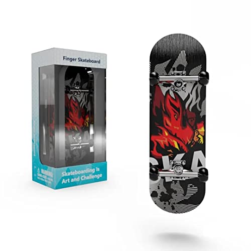 BIGH Professionelles Fingerboard aus natürlichem Ahorn - Fingerboard - Fingerskate klein - Skate zum Verschenken und Spielen - Fingerskate sammelbar - Farbe: Fire von BIGH