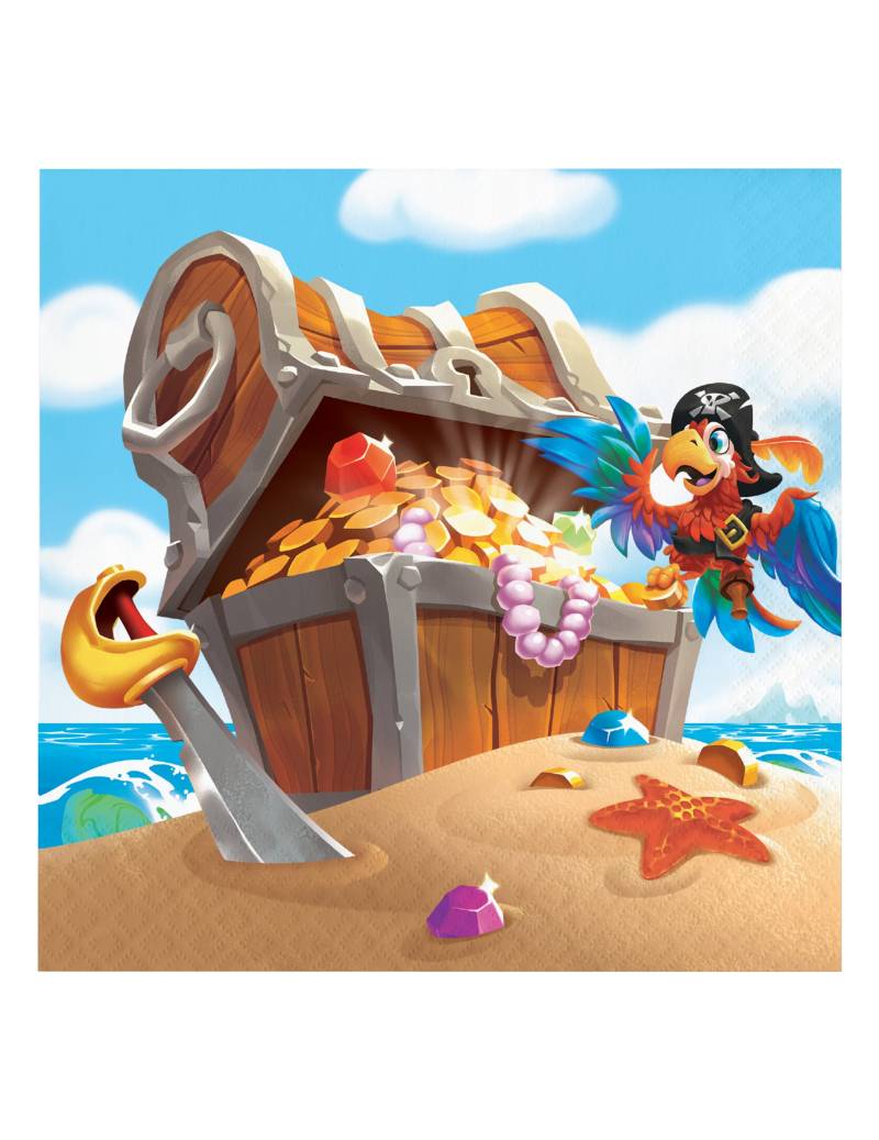 16 Piratenschatz Papierservietten 33 x 33 cm für Geburtstage von BIGIEMME SRL