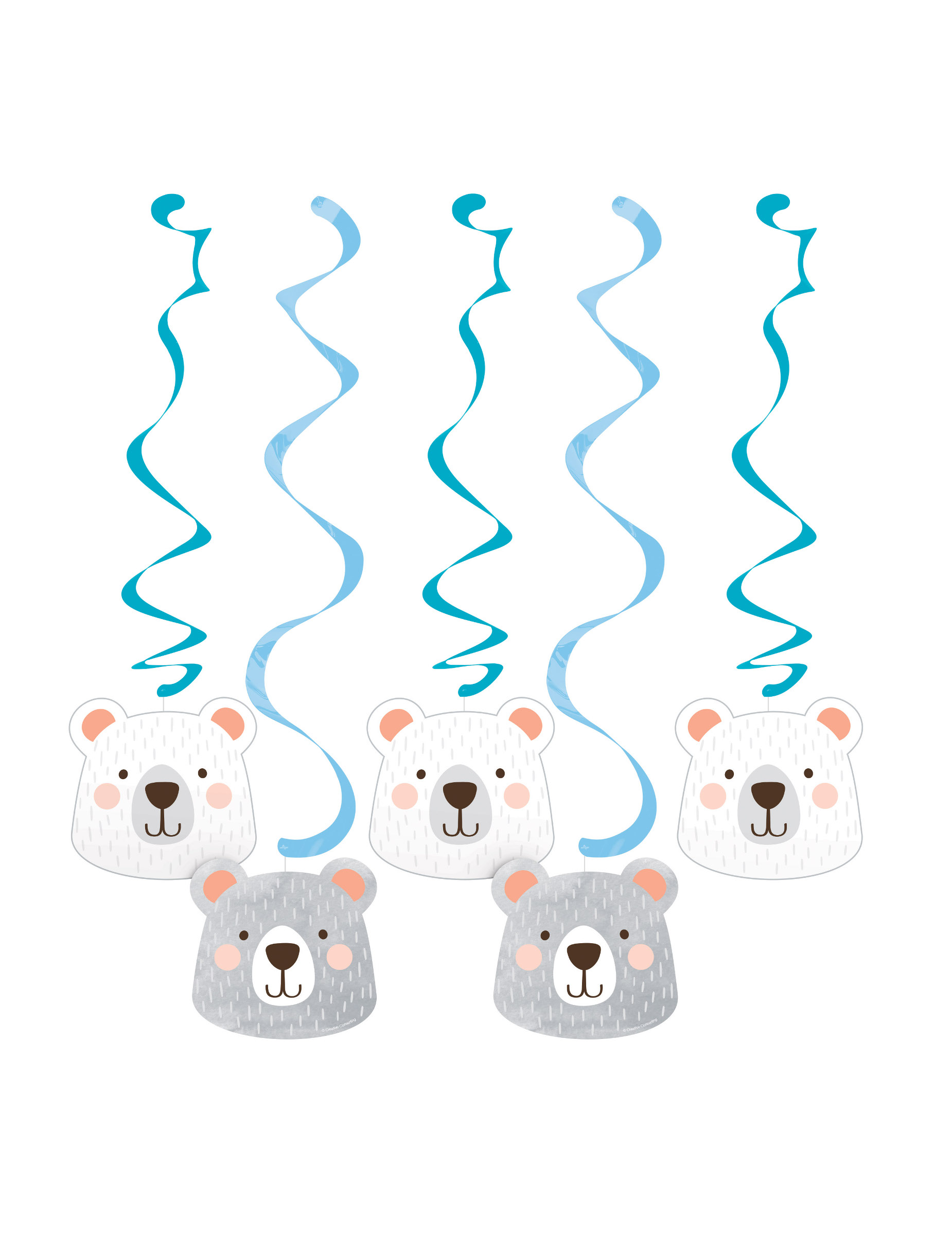 5 Bären-Spiralhänger Babyparty Deckendeko aus Pappe 5 Bären-Spiralhänger Babyparty Deckendeko aus Pappe von BIGIEMME SRL
