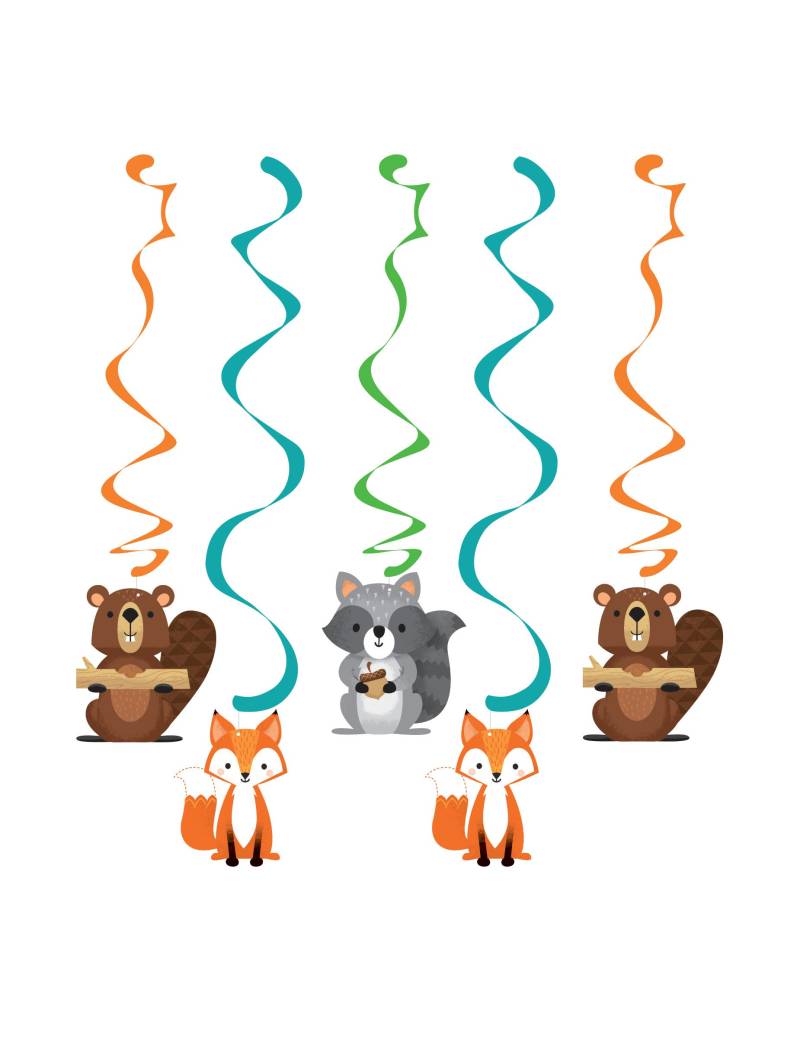 5 Spiralgirlanden Waldtiere 76 und 99 cm von BIGIEMME SRL