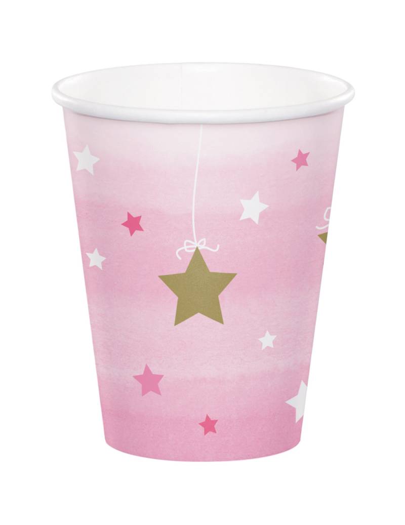 8 Pappbecher One Little Star Rosa 256 ml von BIGIEMME SRL