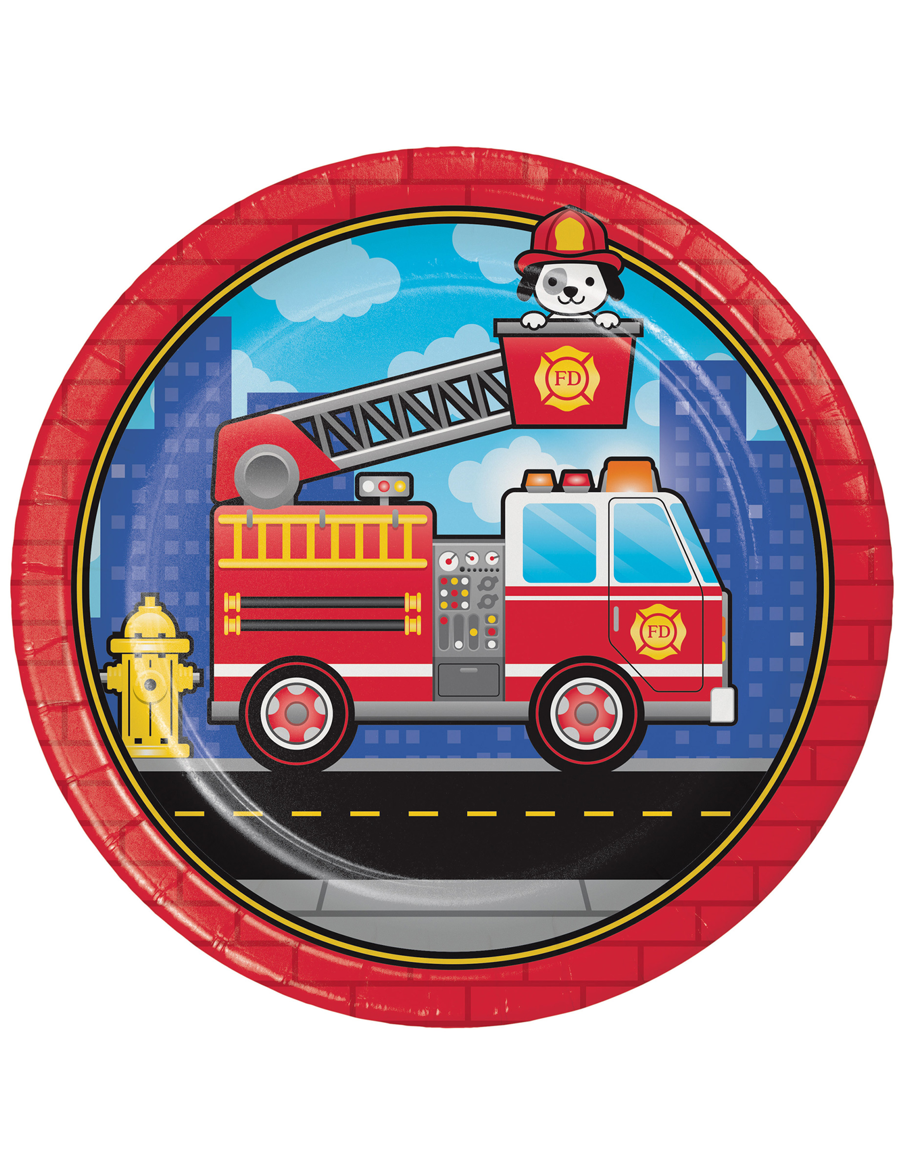 8 Pappteller Feuerwehrauto 23 cm für Geburtstag 8 Pappteller Feuerwehrauto 23 cm für Geburtstag von BIGIEMME SRL