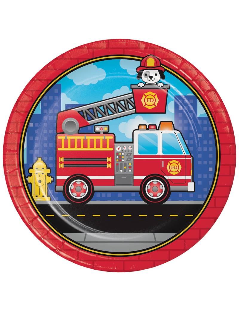 8 Pappteller Feuerwehrauto 23 cm für Geburtstag 8 Pappteller Feuerwehrauto 23 cm für Geburtstag von BIGIEMME SRL