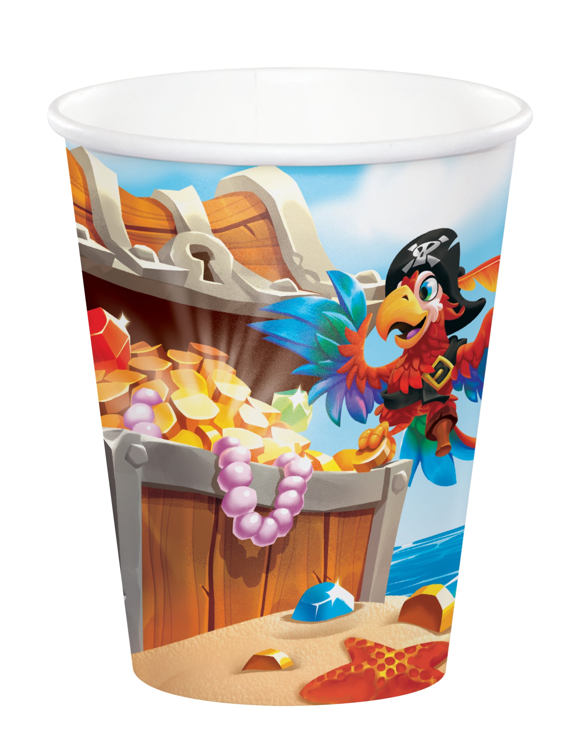 8 Piratenschatz Pappbecher 266ml für Kindergeburtstag von BIGIEMME SRL