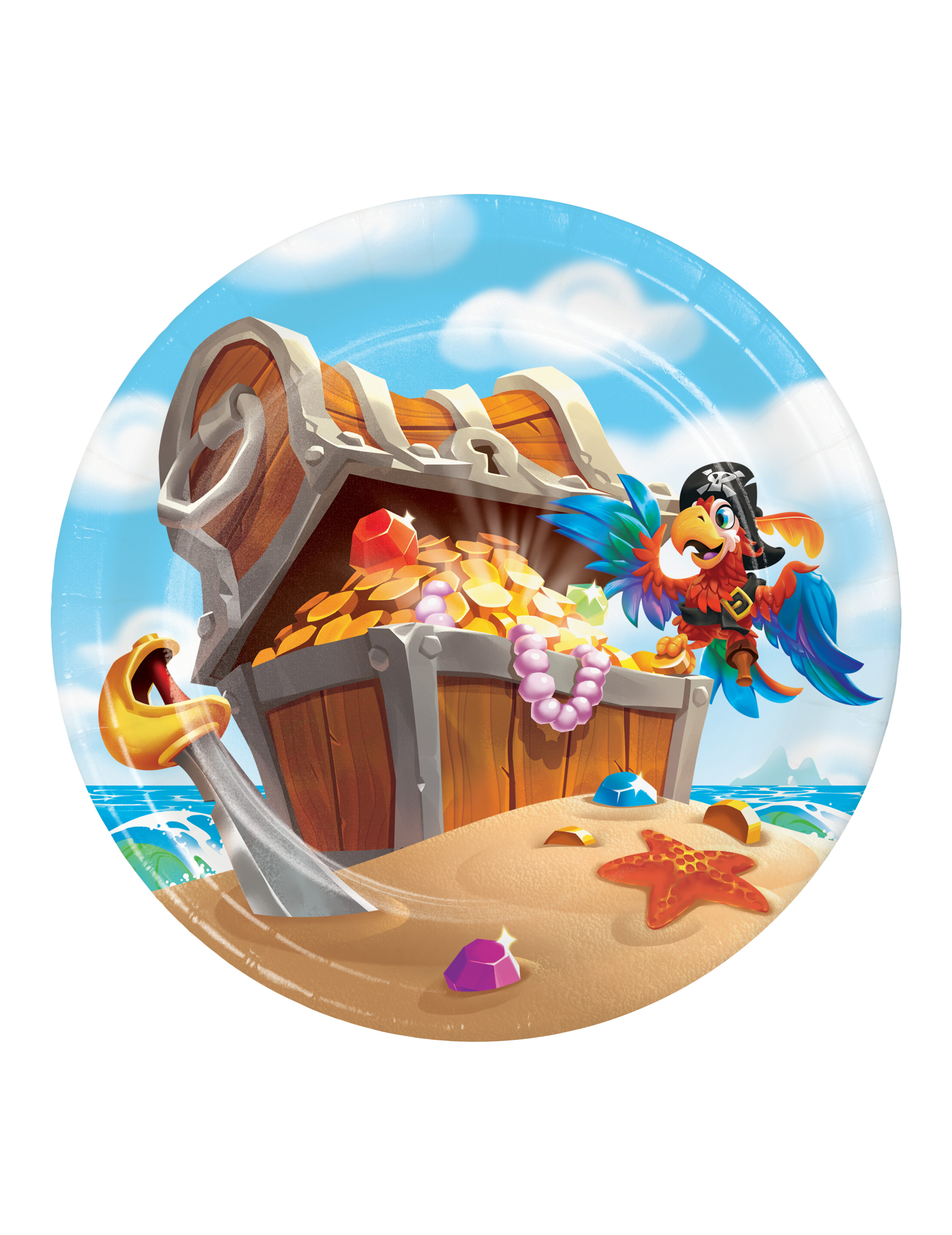8 Piratenschatz-Pappteller 18 cm für Kindergeburtstag von BIGIEMME SRL