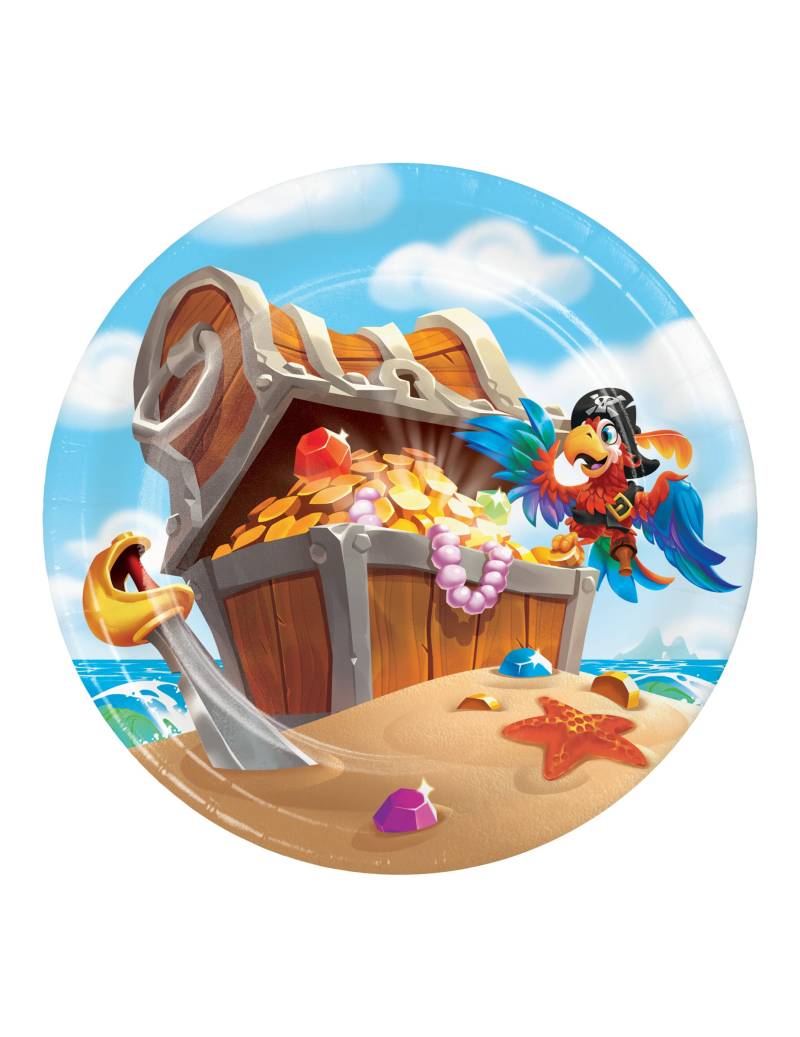 8 Piratenschatz-Pappteller 18 cm für Kindergeburtstag von BIGIEMME SRL