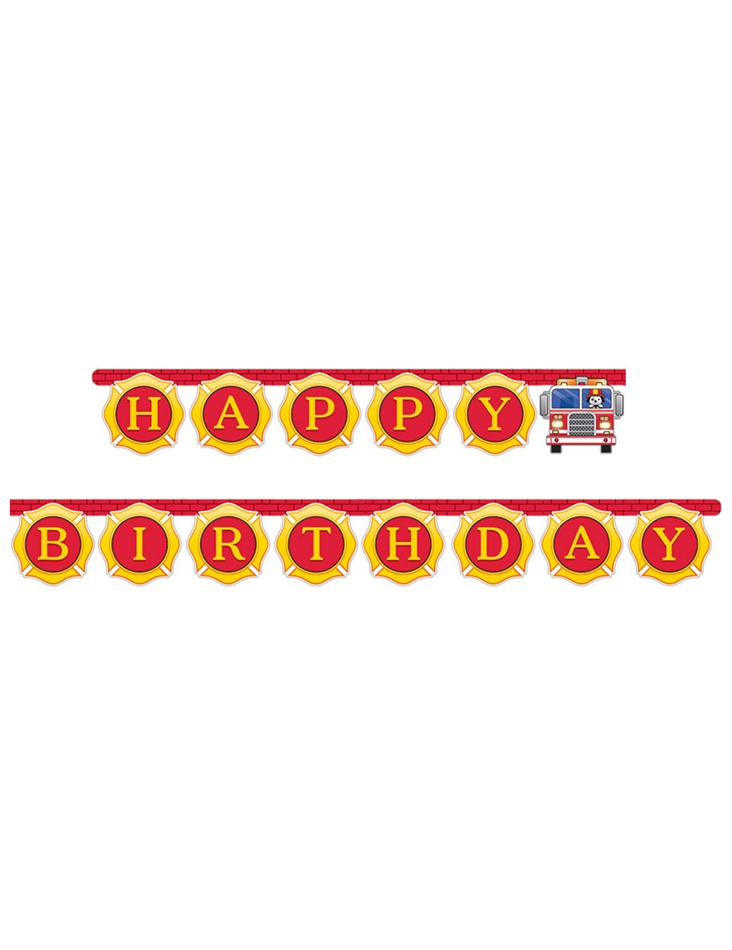 Feuerwehr Happy Birthday Girlande Pappe 3m Jungen Geburtstag Deko von BIGIEMME SRL