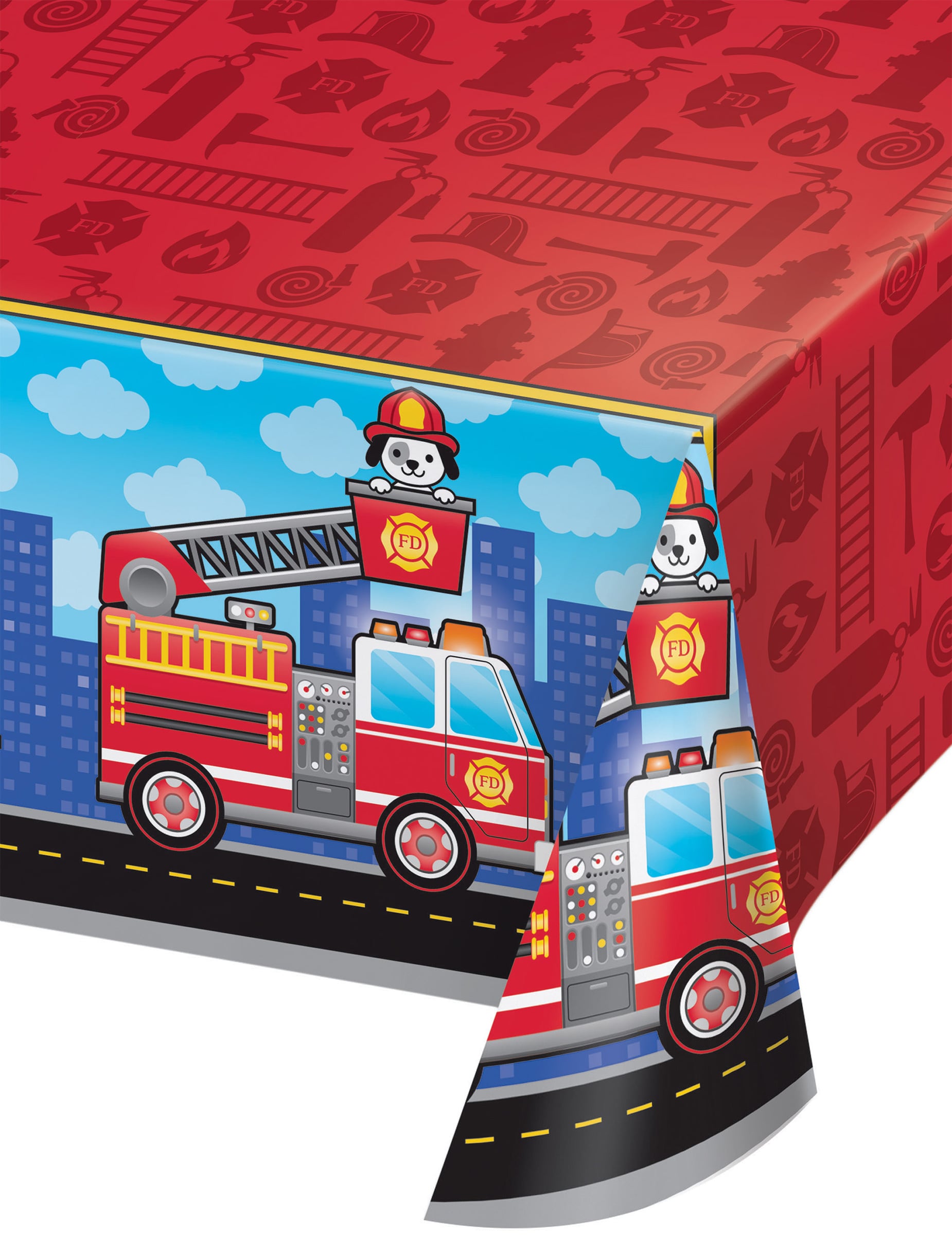 Feuerwehr LKW Tischdecke aus Kunststoff 137 x 259 cm für Geburtstage von BIGIEMME SRL