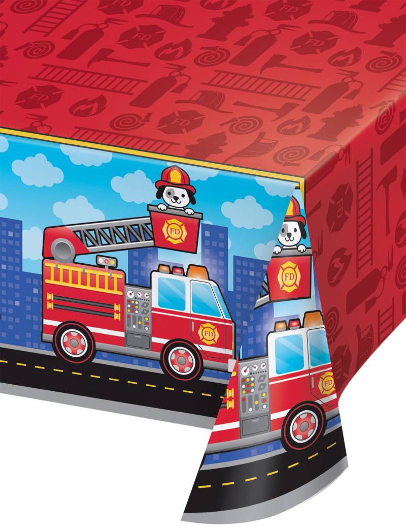 Feuerwehr LKW Tischdecke aus Kunststoff 137 x 259 cm für Geburtstage von BIGIEMME SRL