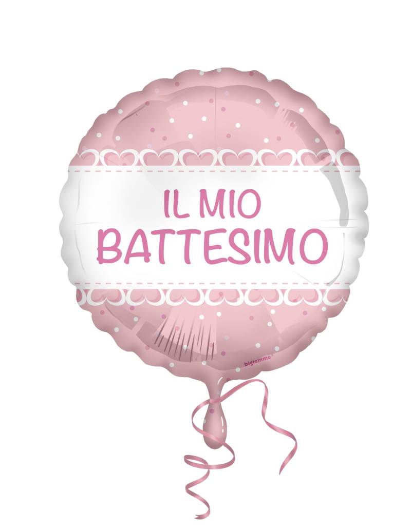 Folienballon Taufe Herzen Rosa 45cm Folienballon Taufe Herzen Rosa 45cm von BIGIEMME SRL