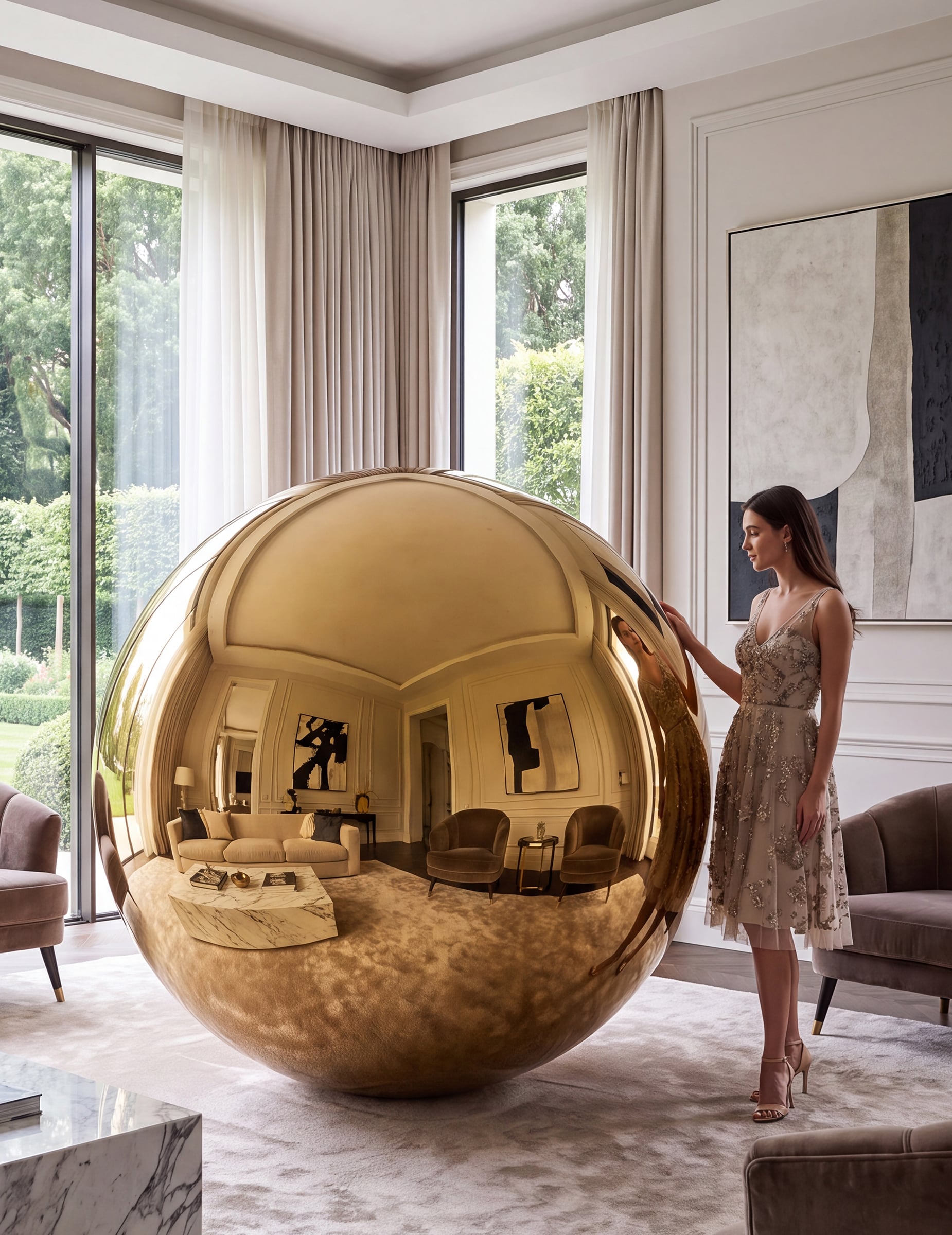 Gigantischer Spiegelballon in Gold 200 cm Gigantischer Spiegelballon in Gold 200 cm von BIGIEMME SRL