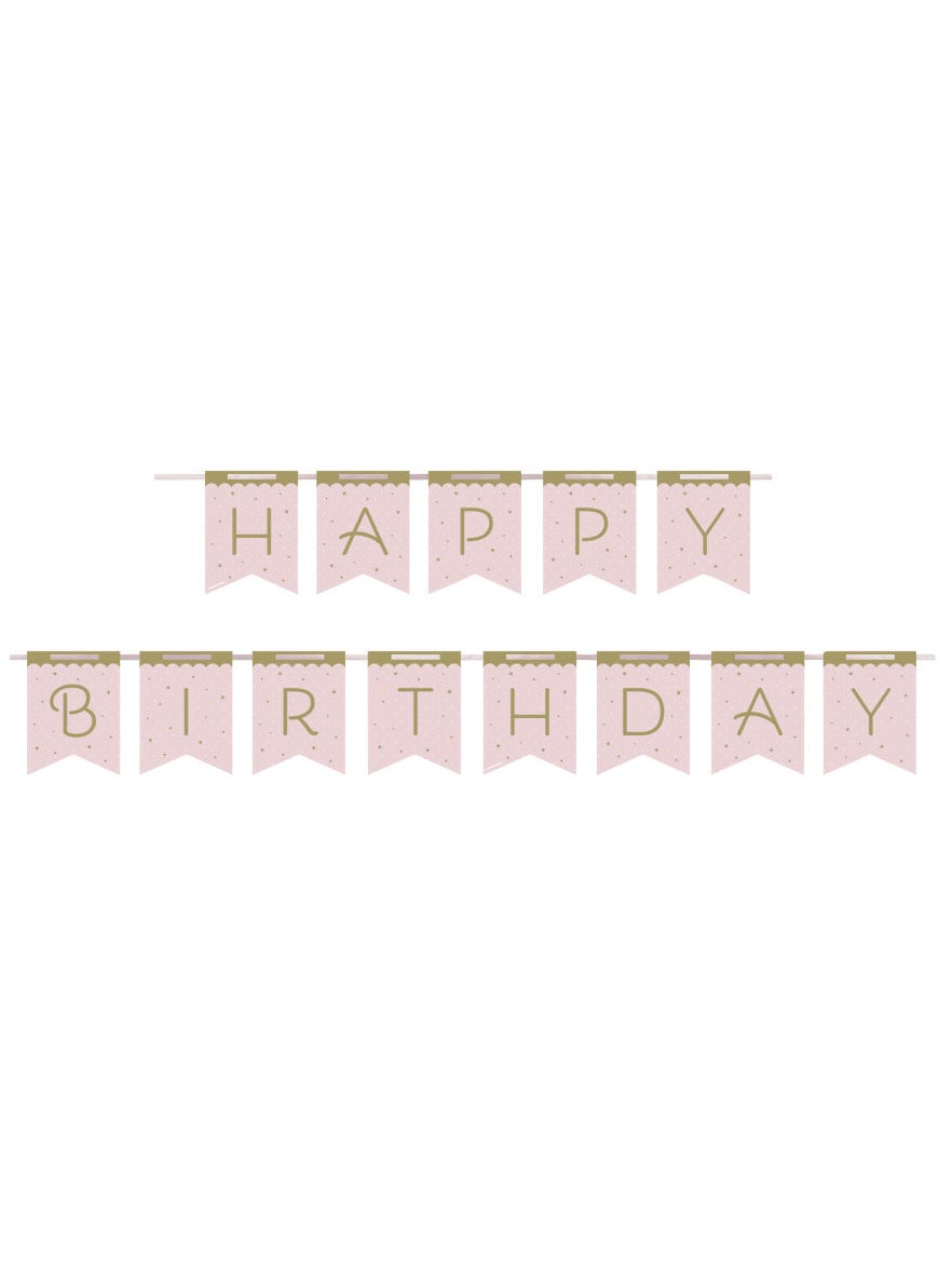 Happy Birthday Pappbanner Königlicher Schwan Pink 2,1 m Gold von BIGIEMME SRL