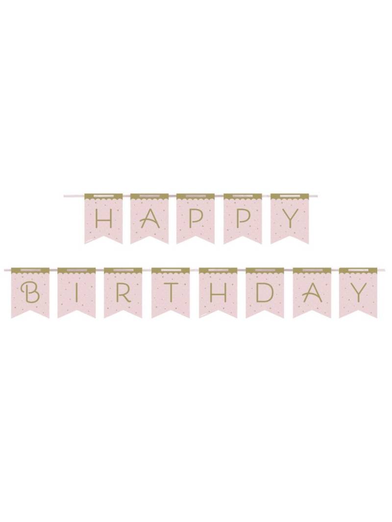 Happy Birthday Pappbanner Königlicher Schwan Pink 2,1 m Gold von BIGIEMME SRL