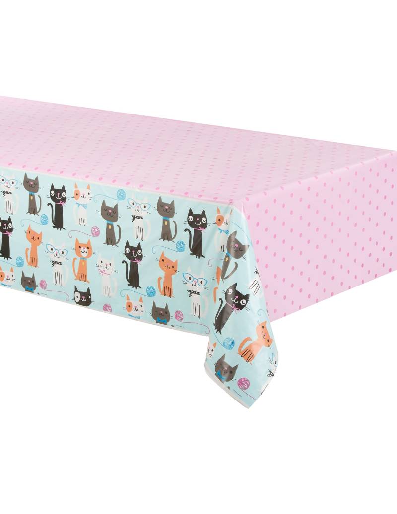 Katzen-Tischdecke Kunststoff blau + rosa 137x259cm Katzen-Tischdecke Kunststoff blau + rosa 137x259cm von BIGIEMME SRL