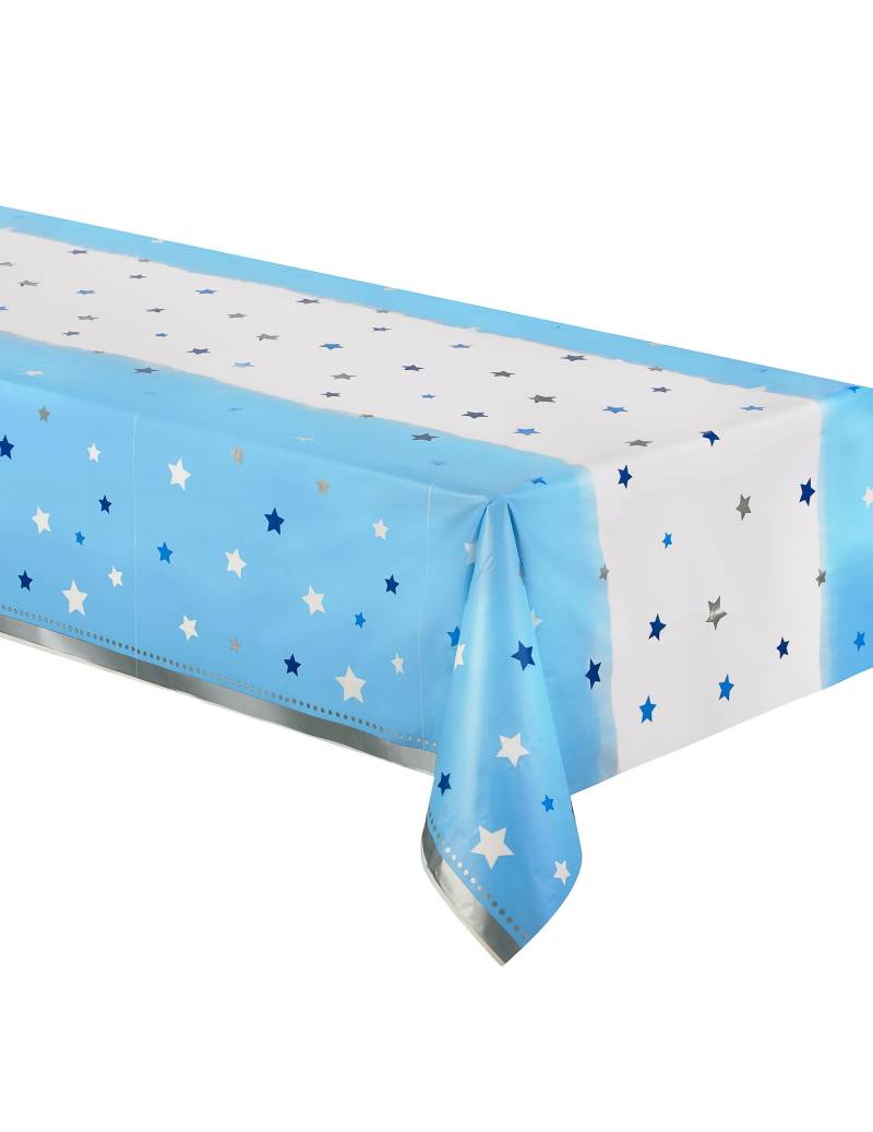 Kunststoff-Tischdecke One Little Star Blau 137 x 259 cm mit Sternen von BIGIEMME SRL
