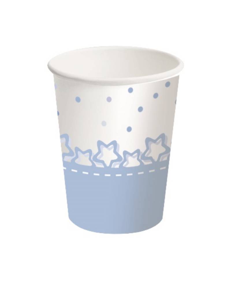 Pappbecher, blaue Sterne, 8 Stück - 250ml von BIGIEMME SRL
