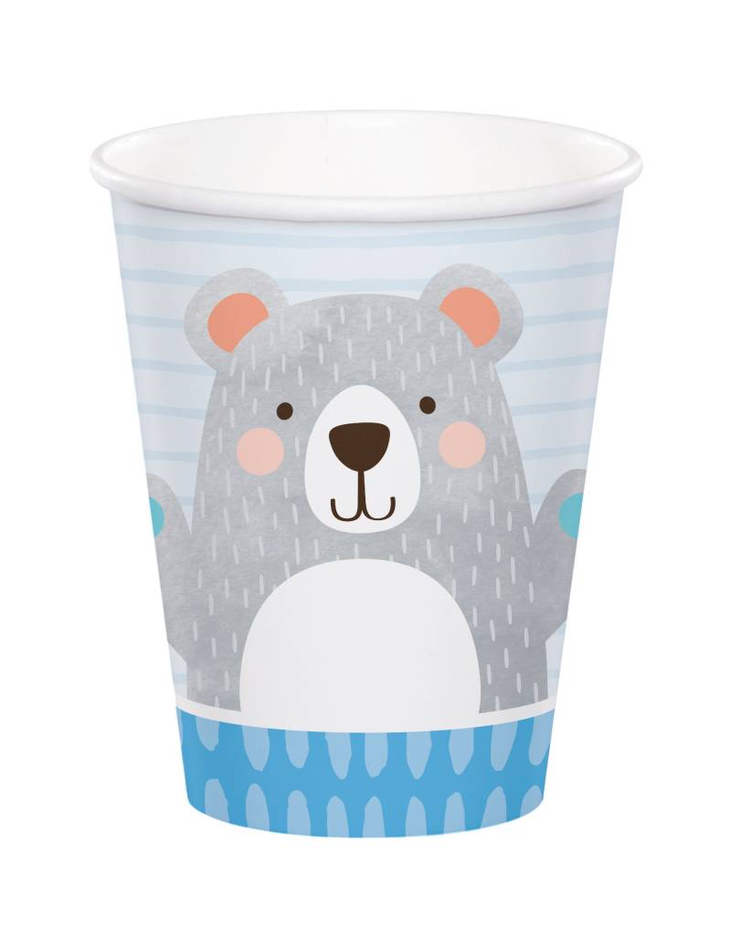 Pappbecher grauer Bär 8 Stk 266ml von BIGIEMME SRL