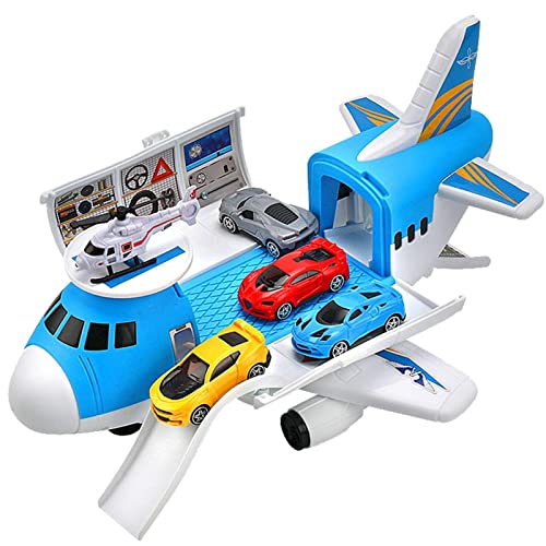 BIGUD Frachtflugzeug-Spielzeug, Flugzeugspielzeug Mit Schienen-Schiebeszene, Frachtflugzeug-Auto-Spielset, Transportflugzeug-Spielzeug Für Kleinkinder von BIGUD