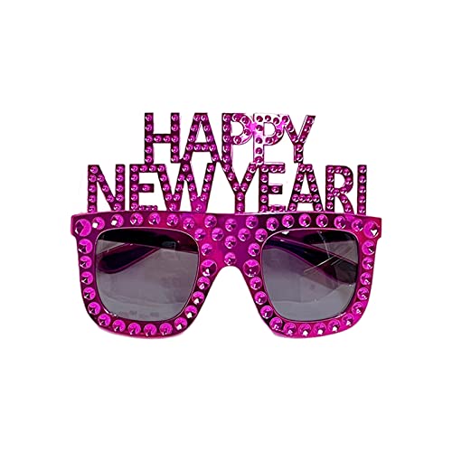 BIGULA Brillenrahmen mit Aufschrift "Happy New Year", Weihnachtsbrille, Foto-Requisite, metallische Dekorationen, Neujahr, Navidad, Teenager, Erwachsene von BIGULA
