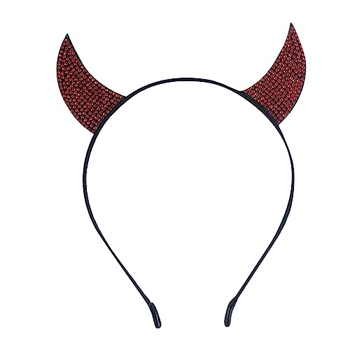BIGULA Kopfschmuck Halloween Disco Kopfbedeckung Strass Kristall für Verkaufsmarkt Glänzende Teufelshörner Halloween Kopfschmuck von BIGULA