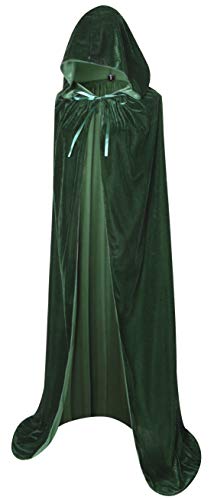 BIGXIAN Herren In voller Länge mit Kapuze Samt-Umhang Halloween Weihnachten Fancy Cape Kostüme 59" groß Dunkelgrün BIGXIAN Herren In voller Länge mit Kapuze Samt-Umhang Halloween Weihnachten Fancy Cape Kostüme 59" groß Dunkelgrün von BIGXIAN