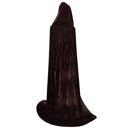 BIGXIAN Langer Kapuzenumhang Samtumhang Hexenkostüm Halloween Kostüme für Damen Herren, Braun, X-Large BIGXIAN Langer Kapuzenumhang Samtumhang Hexenkostüm Halloween Kostüme für Damen Herren, Braun, X-Large von BIGXIAN