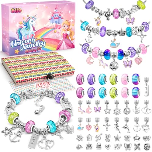 BIIB Einhorn Geschenke für Mädchen, Mädchen Geschenke 4-12 Jahre, Armbänder Selber Machen Bastelset Kinder ab 6 Jahre, Einschulung Mädchen, Schmuck Basteln Mädchen Spielzeug 4 5 6 7 8 9 10 11 12 Jahre von BIIB