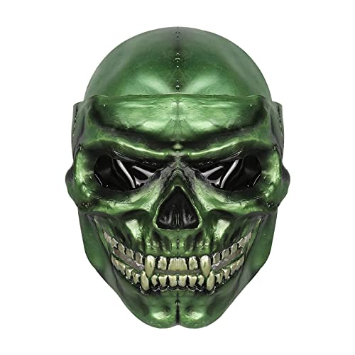 BIISDOST Gruselige Halloween-Gesichtsmaske Doppellagige zerrissene Gesichtsmaske Halloween-Vollkopf-Gesichtsmaske mit beweglichem Holzspiel 1 Jahr (Green, One Size) von BIISDOST