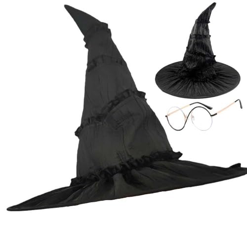 BILIBOOM Elphaba Cosplay Hut Kostüm Elphaba Brille Elphaba Hexenhut Zubehör Schwarz, Schwarz, Medium von BILIBOOM