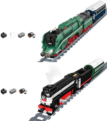 SPIRITS Deutscher Schnellzug-Bausatz (2348 Teile) und SL-Express-Dampfzug-Bausteinsatz (1873 Teile), RC-Dampfzug-Spielzeug, maßstabsgetreuer Modellzug mit Eisenbahnschienen, Geschenkspielzeug for Teen von BILIZA