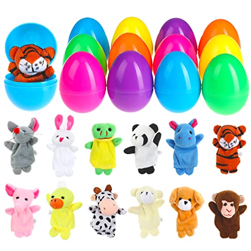 BILLMOSS Ostereier mit Fingerpuppen – 12 Packungen Osterkorbfüller, Partygeschenke für Kinder, Ostereiersuche (nicht vorgefüllt) von BILLMOSS