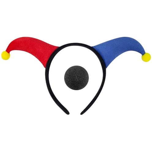 BINGGA Haarreif und Nase, Clown-Set, lustiges Kostümzubehör, Aufführungen, Cosplay, Kopfbedeckung für Halloween und Partyspaß von BINGGA
