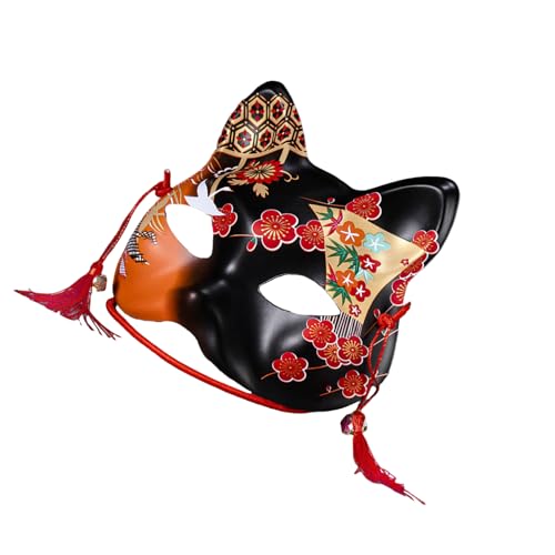 BINGGA Handbemalte Füchse Maskerade halbes Gesicht Halloween Tier für Damen Herren Halloween Maskerade Dress Up von BINGGA