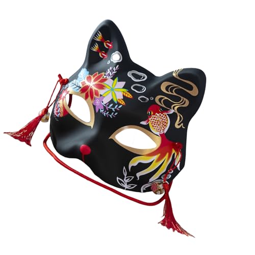 BINGGA Handbemalte Füchse Maskerade halbes Gesicht Halloween Tier für Damen Herren Halloween Maskerade Dress Up von BINGGA
