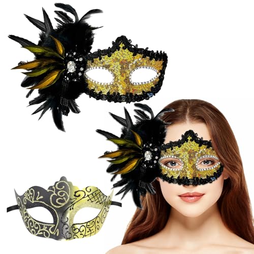 BINGGA Venezianer-Maskerade, Halloween-Party, halbes Gesicht, Abend, Abschlussball, Karneval, 2 Stück BINGGA Venezianer-Maskerade, Halloween-Party, halbes Gesicht, Abend, Abschlussball, Karneval, 2 Stück von BINGGA