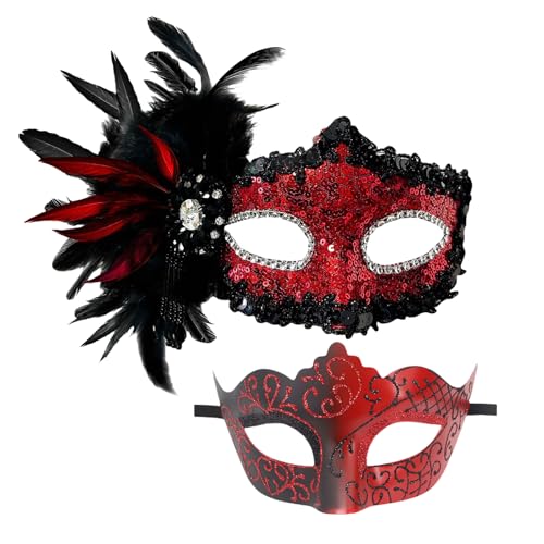 BINGGA Venezianer-Maskerade, Halloween-Party, halbes Gesicht, Abend, Abschlussball, Karneval, 2 Stück BINGGA Venezianer-Maskerade, Halloween-Party, halbes Gesicht, Abend, Abschlussball, Karneval, 2 Stück von BINGGA