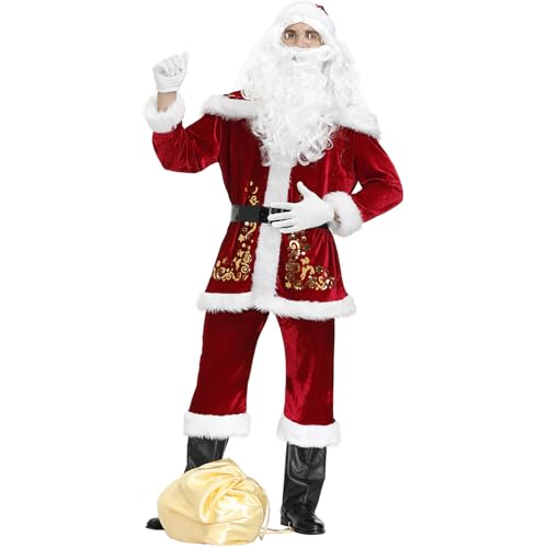 BINGGA Weihnachtsmann-Kostüme für Erwachsene, luxuriöses Weihnachtsmann-Kostüm, Verkleidung für Party, Cosplay BINGGA Weihnachtsmann-Kostüme für Erwachsene, luxuriöses Weihnachtsmann-Kostüm, Verkleidung für Party, Cosplay von BINGGA