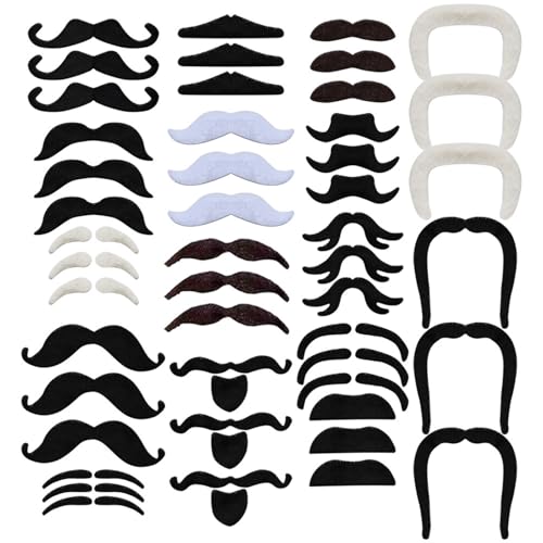Künstliche Bärte, Schnurrbärte, Halloween, Cosplay, Kostüm, Zubehör, selbstklebende Bärte, Schnurrbärte für Erwachsene, Cosplay von BINGGA