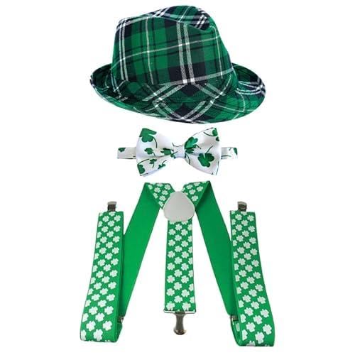 Patricks Day Hut Fliege Bart Halskette Brille Arm Ärmel gestreifte Strümpfe Irish Festival Kostüm Zubehör von BINGGA