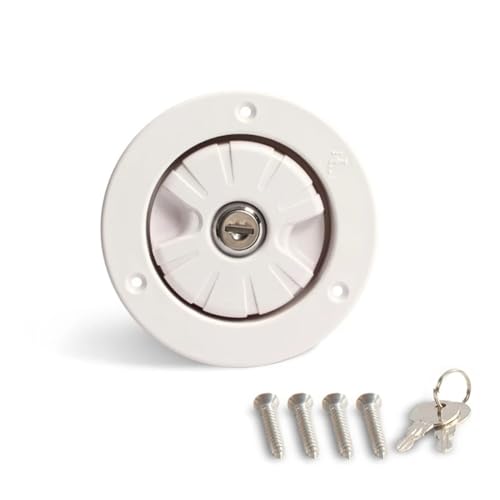 BINGNU RV-Frischwasser-Fülllukendeckel mit Schlüsseln, Einlassteil, Filter, abschließbar, for Boot, Wohnmobil, Anhänger, Wohnwagen, Zubehör Zubehör für Wohnmobilteile(White) von BINGNU