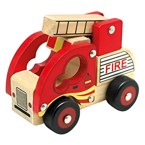 Bino & Mertens 84080 Bino Holzauto Feuerwehr Holzspielzeug Feuerwehrauto Spielzeug für Kinder ab 12 Monate (ausklappbare Leiter, Hart-PVC-Reifen, fördert Hand-/Augen-Koordination, Maße: 17 x 12 x 9 cm), Rot Bino & Mertens 84080 Bino Holzauto Feuerwehr Holzspielzeug Feuerwehrauto Spielzeug für Kinder ab 12 Monate (ausklappbare Leiter, Hart-PVC-Reifen, fördert Hand-/Augen-Koordination, Maße: 17 x 12 x 9 cm), Rot von Bino world of toys