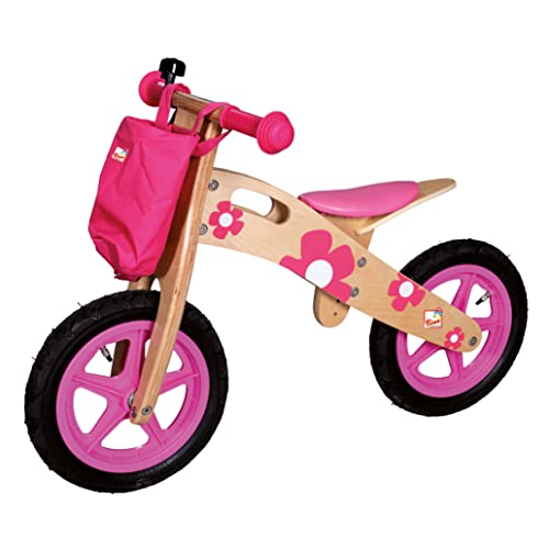 Bino Laufrad, Spielzeug für Kinder ab 3 Jahre, Kinderspielzeug (buntes Holzspielzeug, inklusive Tasche, verstellbare Sitzhöhe, mit Linear Pull Bremse, gesundheitsunbedenkliche Farben), Rosa von Bino world of toys