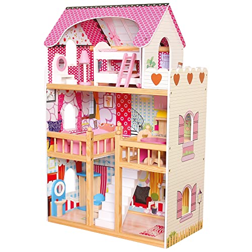 Bino world of toys 83554 Puppenhaus, Mehrfarbig, 17 teilig von Bino world of toys