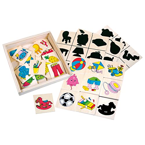 Bino Schattenspiel aus Holz "Was gehört wohin", Spielzeug für Kinder ab 3 Jahre, Kinderspielzeug (Holzspielzeug, 40 Teile, Box & Schiebedeckel, bunte Holzplättchen mit Schatten, Merkspiel), Mehrfarbig Bino Schattenspiel aus Holz "Was gehört wohin", Spielzeug für Kinder ab 3 Jahre, Kinderspielzeug (Holzspielzeug, 40 Teile, Box & Schiebedeckel, bunte Holzplättchen mit Schatten, Merkspiel), Mehrfarbig von Bino world of toys