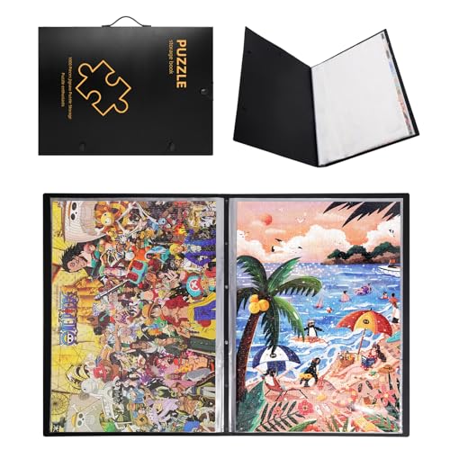 BINOTHINK Puzzle-Aufbewahrungsordner für 1000 Teile: Puzzle-Organizer mit großer Kapazität, tragbar mit 20 Taschen, tragbar – Ideal zur sicheren Aufbewahrung und Organisation Ihrer Puzzles von BINOTHINK