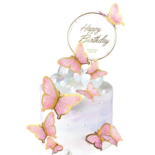 happy birthday tortendeko schmetterling,11 Stück happy birthday cake topper, schmetterling tortendeko geburtstag mädchen Geeignet für party,Hochzeit,cake topper geburtstag von BINXWA