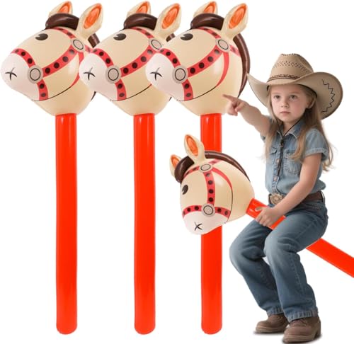 Aufblasbares Pferd Steckenpferd Kinder 3 Stück Aufblasbares Stabpferd Aufblasbare Pferdekopfstäbe Aufblasbare Party Props für Dekoration Requisiten Pferde-Motto-Geburtstagsfeier von BINYI