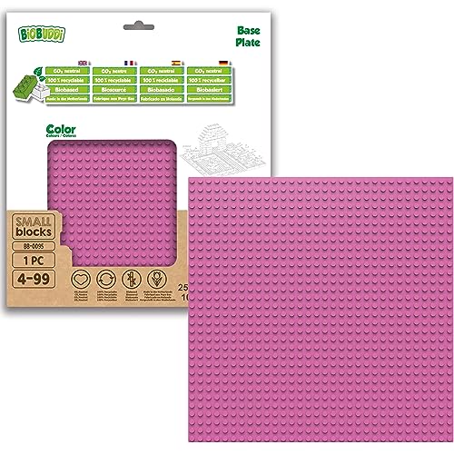 BIOBUDDI Grundplatte Bauplatte Pink Rosa Wassermelone 32 x 32 Noppen (25x25cm), 100% kompatibel mit Lego & duplo, klimaneutral hergestellt in EU (Niederlande), 97% Bioplastik, BB-0095 von BIOBUDDI
