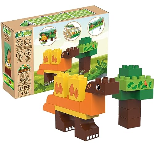 BIOBUDDI Dinosaurier Stegosaurus, 33 Teile, 100% kompatibel mit Lego & duplo, klimaneutral hergestellt in EU (Niederlande), 97% Bioplastik, BB-0186 von BIOBUDDI